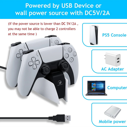 Ps5 Controller Charging Station with Dual Fast Charger Dock for PS5 DualSense Wireless Controller with LED Charging Indicators
