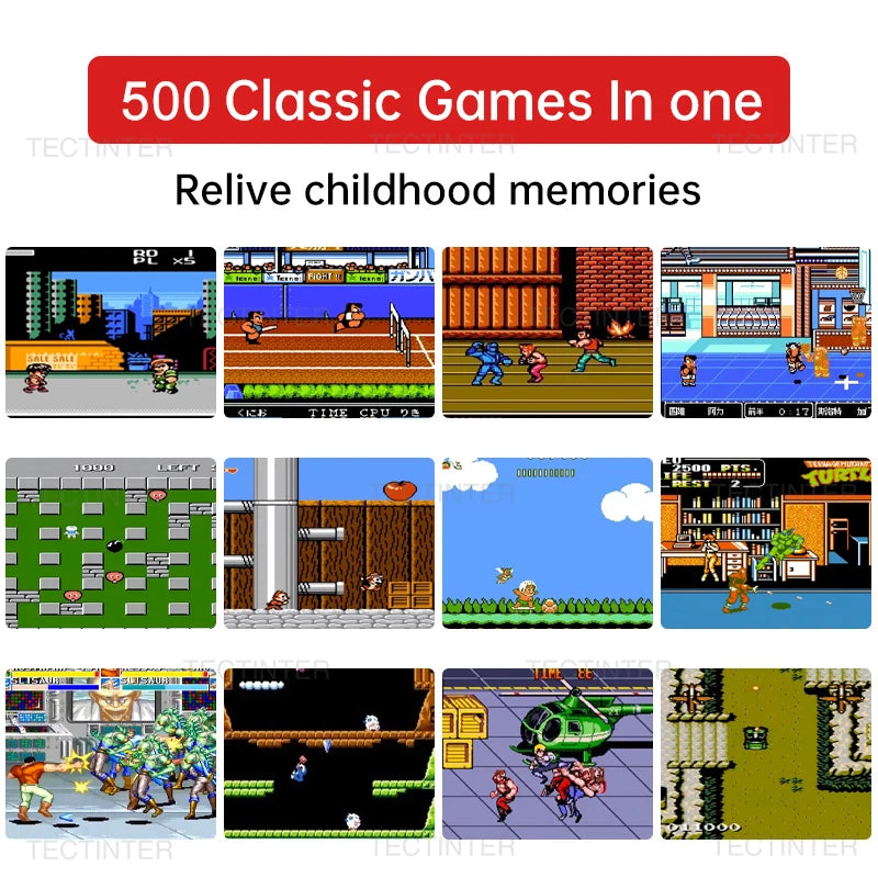 GamersGalaxy - Retro Mini 8-Bit Handheld Game Console mit 500 Spielen